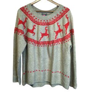 New Vince Camuto Holiday Sweater Size XL Reindeer Design Brown/Red MSRP $79